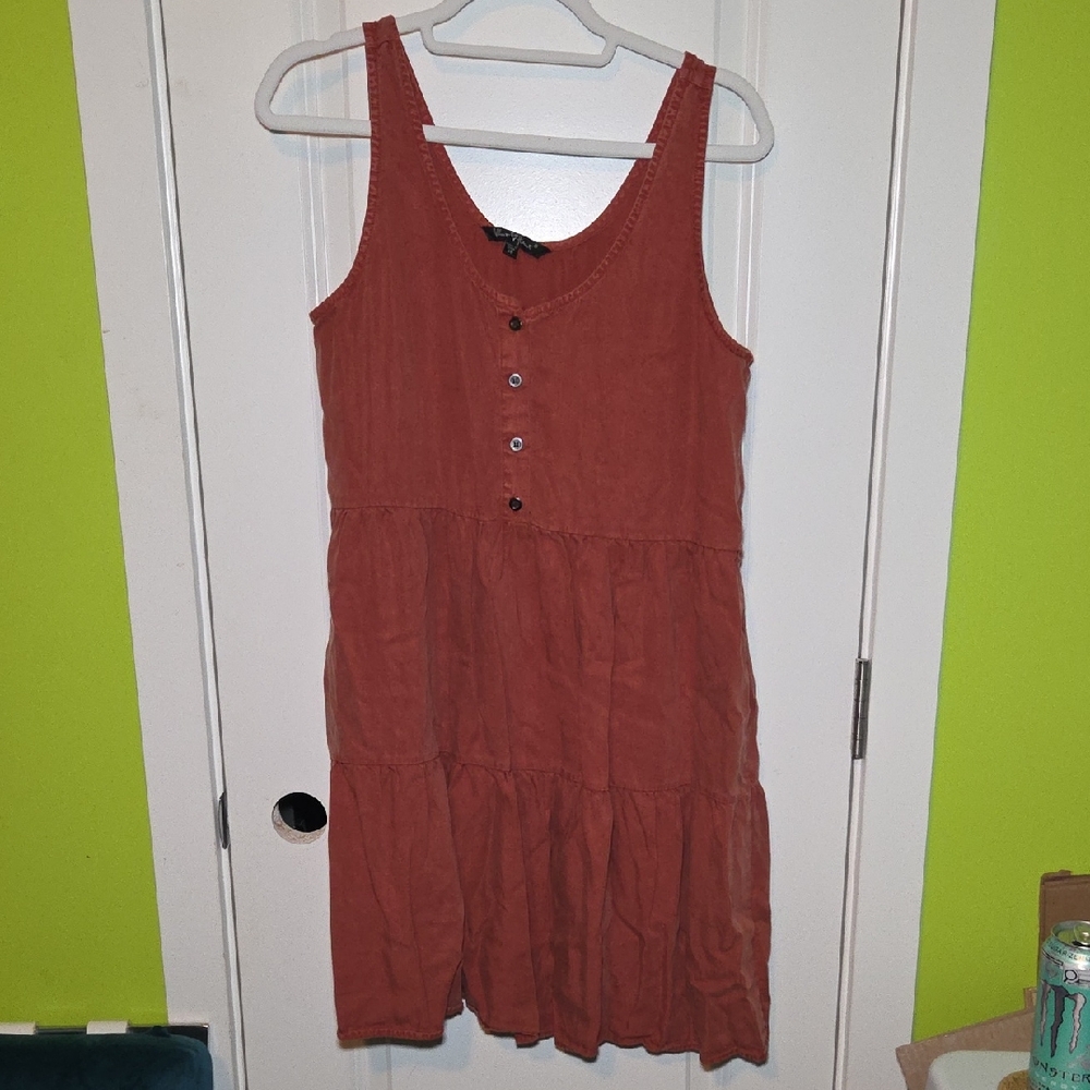Velvet Heart Sleeveless Tiered Mini Dress - Rust